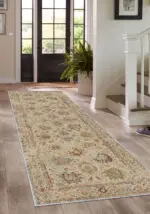 Guinar Çerçeveli Bej Polyester ve Pamuklu Yıkanabilir Kaydırmaz Taban Dijital Baskı Halı - Görsel 4