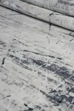 Lodi Modern Krem Mavi Çizgili Polyester Makine Halısı - Görsel 7