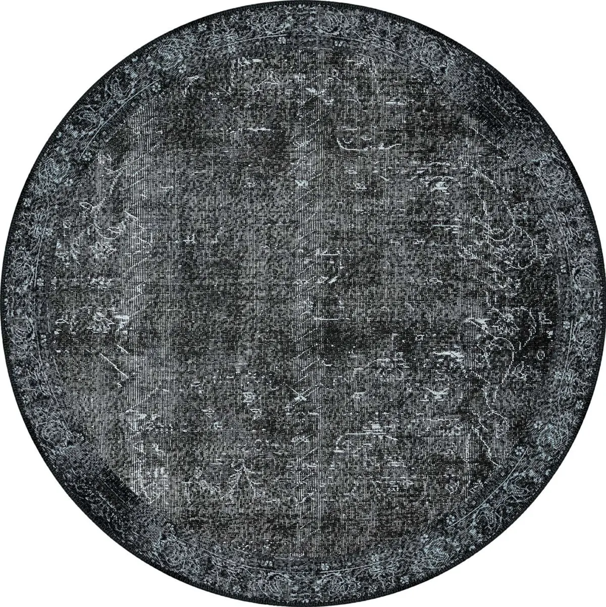 Barris Klasik Siyah Polyester ve Pamuklu Yıkanabilir Kaydırmaz Taban Dijital Baskı Halı - Görsel 7