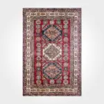 Fratte Çerçeveli Eskitme Kırmızı Polyester ve Pamuklu Kaydırmaz Tabanlı Dijital Baskı Halı - Görsel 2