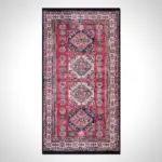 Fratte Çerçeveli Eskitme Kırmızı Polyester ve Pamuklu Kaydırmaz Tabanlı Dijital Baskı Halı - Görsel 6