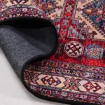 Fratte Çerçeveli Eskitme Kırmızı Polyester ve Pamuklu Kaydırmaz Tabanlı Dijital Baskı Halı - Görsel 4