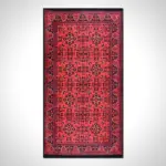 Siano Çerçeveli Kırmızı Polyester ve Pamuklu Kaydırmaz Tabanlı Dijital Baskı Halı - Görsel 2