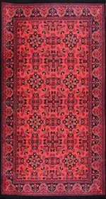 Siano Çerçeveli Kırmızı Polyester ve Pamuklu Kaydırmaz Tabanlı Dijital Baskı Halı