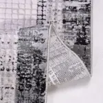 Telese Çerçeveli Gri Triko ve Akrilik İplikli Pamuk Tabanlı Makine Halısı - Görsel 3