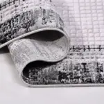 Telese Çerçeveli Gri Triko ve Akrilik İplikli Pamuk Tabanlı Makine Halısı - Görsel 4