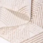 Sanluri Geometrik Krem Akrilik Kaydırmaz Taban Makine Halısı - Görsel 3