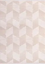 Sanluri Geometrik Krem Akrilik Kaydırmaz Taban Makine Halısı