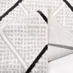 Mandas Geometrik Gri Akrilik Kaydırmaz Taban Makine Halısı - Görsel 6