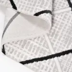 Mandas Geometrik Gri Akrilik Kaydırmaz Taban Makine Halısı - Görsel 3