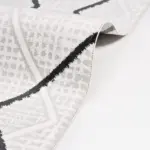 Mandas Geometrik Gri Akrilik Kaydırmaz Taban Makine Halısı - Görsel 5
