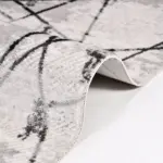 Senis Geometrik Gri Akrilik Kaydırmaz Taban Makine Halısı - Görsel 5