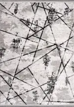 Senis Geometrik Gri Akrilik Kaydırmaz Taban Makine Halısı