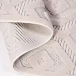 Fano Geometrik Bej İskandinav Desenli Polyester Makine Halısı - Görsel 4