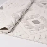 Urbino Geometrik Bej İskandinav Desenli Polyester Makine Halısı - Görsel 4