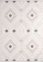 Urbino Geometrik Bej İskandinav Desenli Polyester Makine Halısı