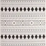 Loiano Geometrik Bej İskandinav Desenli Polyester Makine Halısı