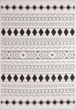 Loiano Geometrik Bej İskandinav Desenli Polyester Makine Halısı