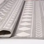 Sasso Geometrik Gri İskandinav Desenli Polyester Makine Halısı - Görsel 4