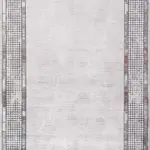 Rotello Çerçeveli Krem Triko ve Akrilik İplikli Pamuk Tabanlı Makine Halısı