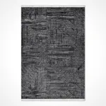 Arce Modern Siyah Triko ve Akrilik İplikli Pamuk Tabanlı Makine Halısı - Görsel 2