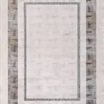 Arpino Çerçeveli Krem Triko ve Akrilik İplikli Pamuk Tabanlı Makine Halısı