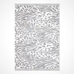 Raddusa Modern Beyaz Gri Loop ve Polyester Kaydırmaz Taban Makine Halısı - Görsel 2