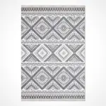 Cozze Geometrik Gri Loop ve Polyester Kaydırmaz Taban Makine Halısı - Görsel 2