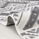 Cozze Geometrik Gri Loop ve Polyester Kaydırmaz Taban Makine Halısı - Görsel 3