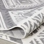 Cozze Geometrik Gri Loop ve Polyester Kaydırmaz Taban Makine Halısı - Görsel 4