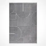 Croce Modern Gri Loop ve Polyester Kaydırmaz Taban Makine Makine Halısı - Görsel 2