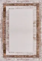 Rufina Çerçeveli Krem Viskon Akrilik Makine Halısı