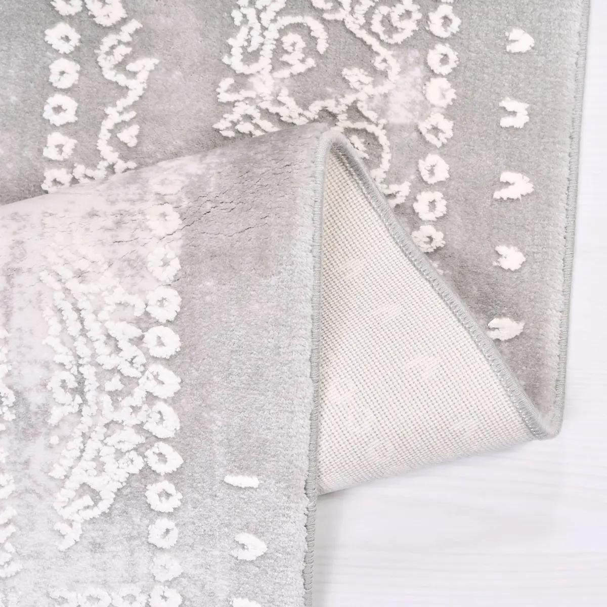 Ardore Klasik Göbekli Gri Bambu ve  Akrilik Makine Halısı - Görsel 4