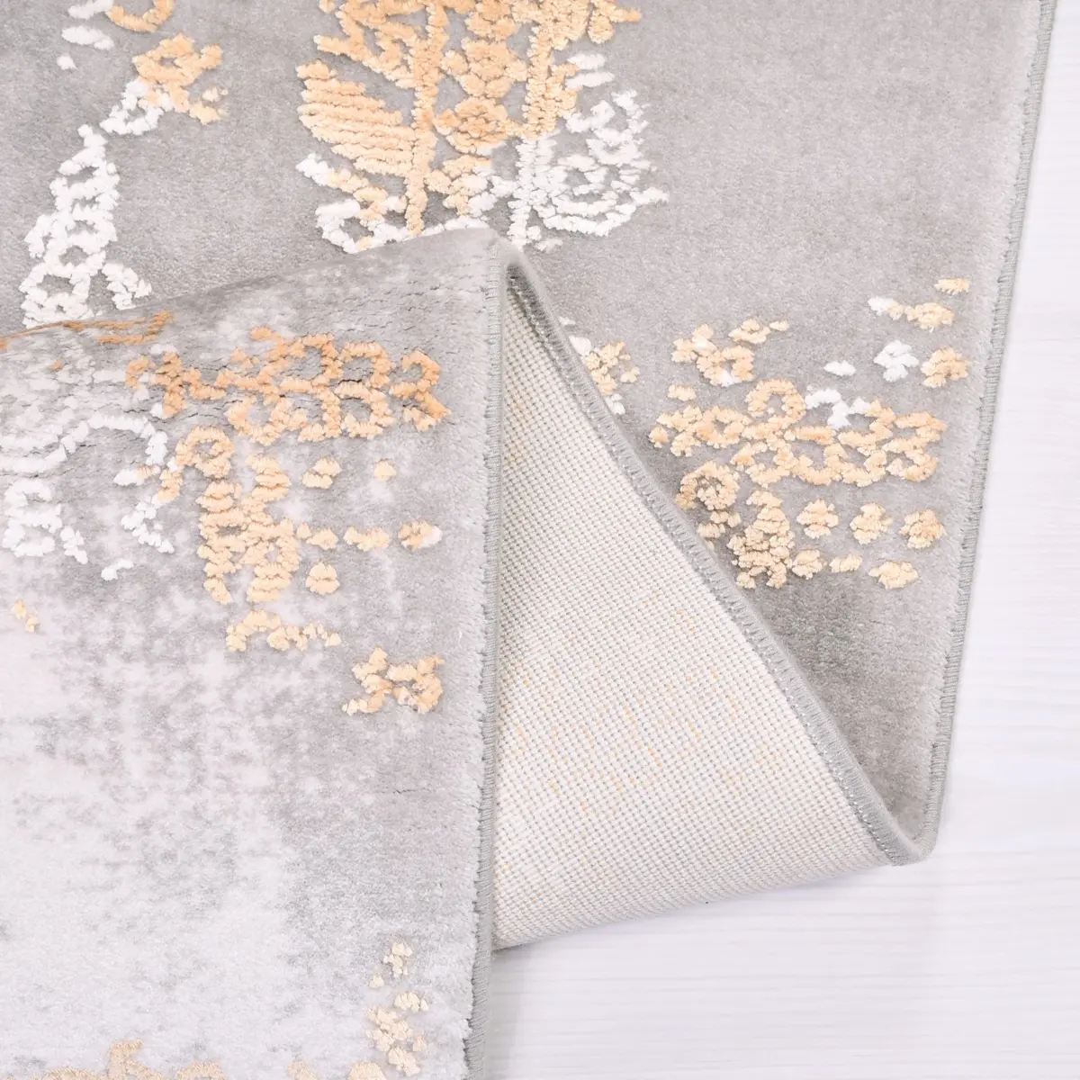 Calabra Modern Gri Bambu ve Akrilik Makine Halısı - Görsel 4