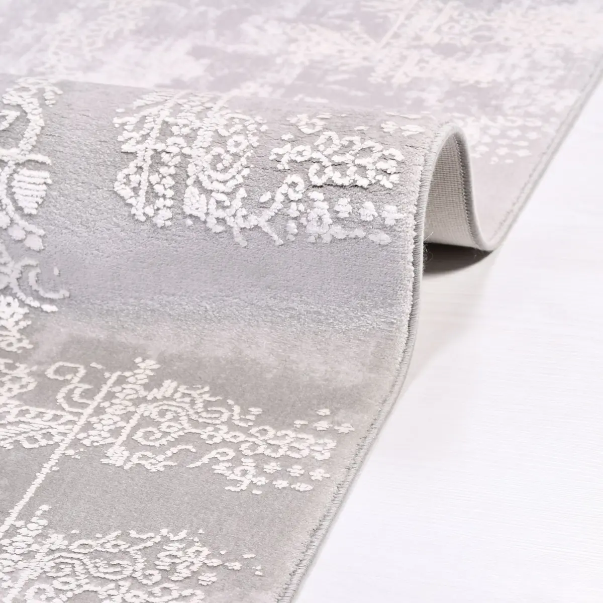 Sparta Modern Gri Bambu ve Akrilik Makine Halısı - Görsel 5