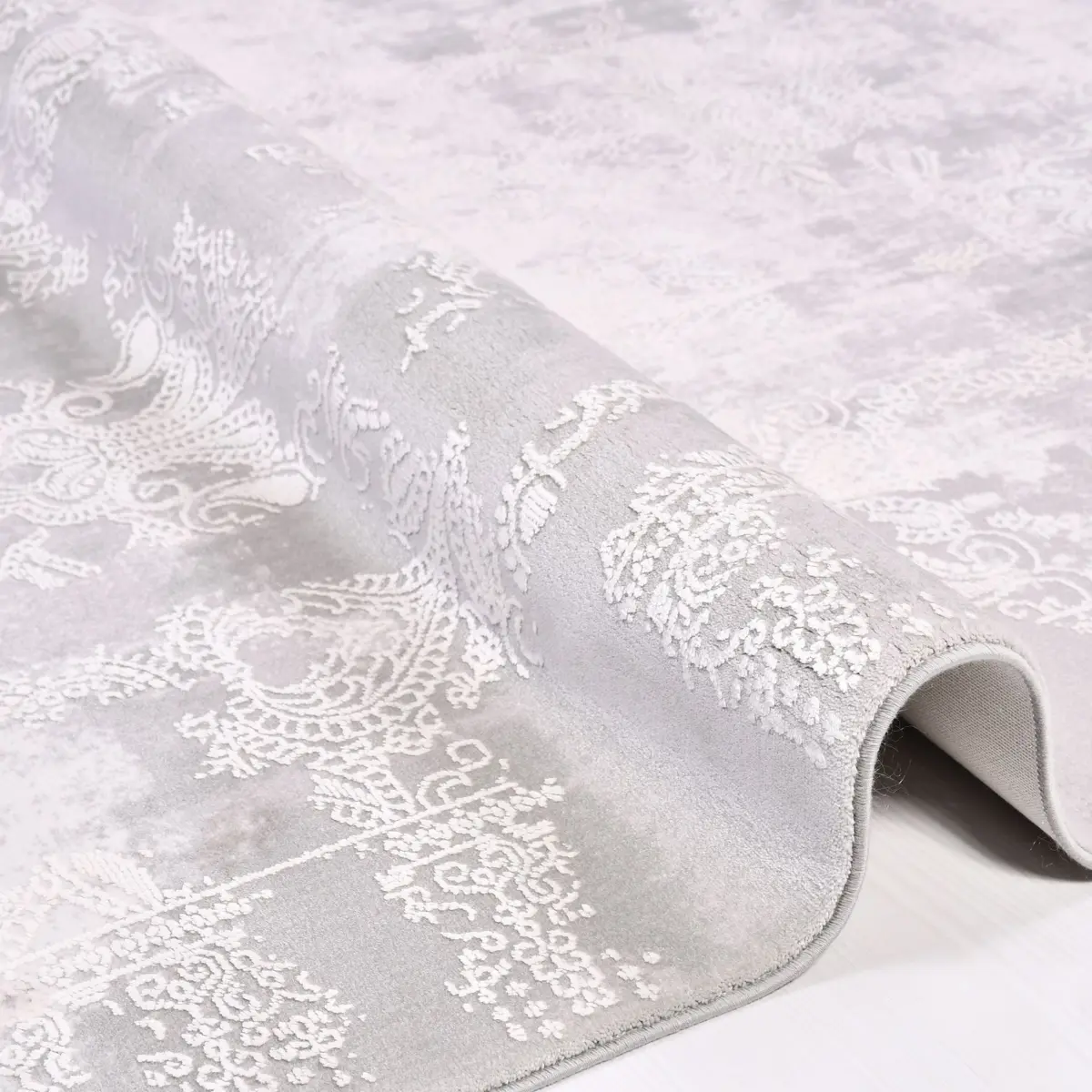 Sparta Modern Gri Bambu ve Akrilik Makine Halısı - Görsel 3