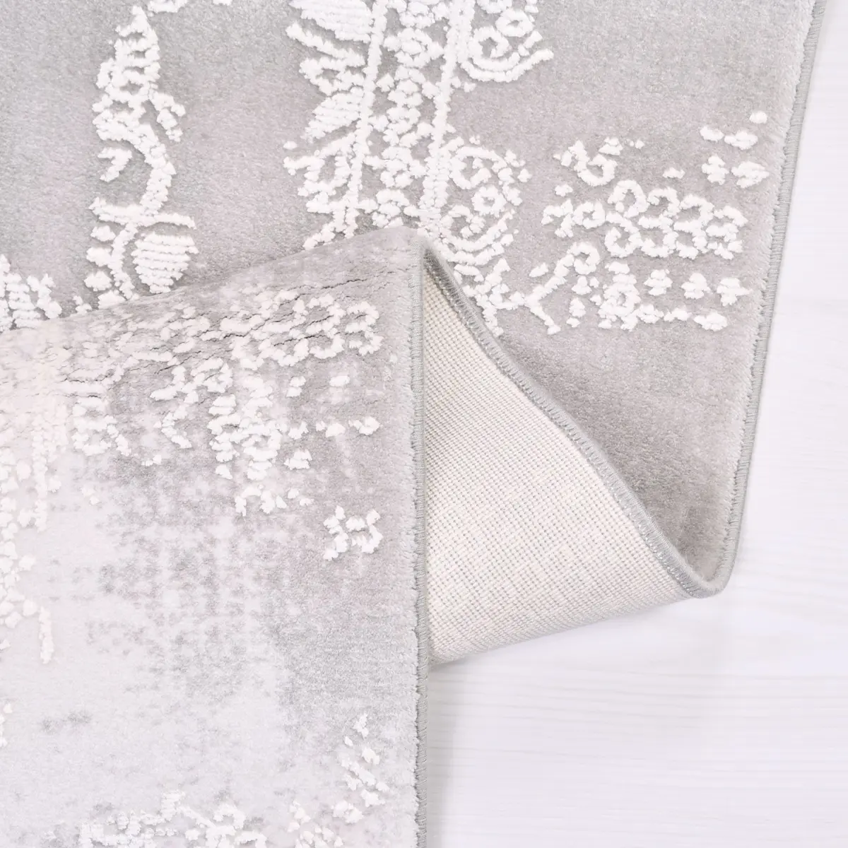 Sparta Modern Gri Bambu ve Akrilik Makine Halısı - Görsel 4