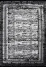 Vitolazio Çerçeveli Siyah Akrilik Kaydırmaz Tabanlı Makine Halısı