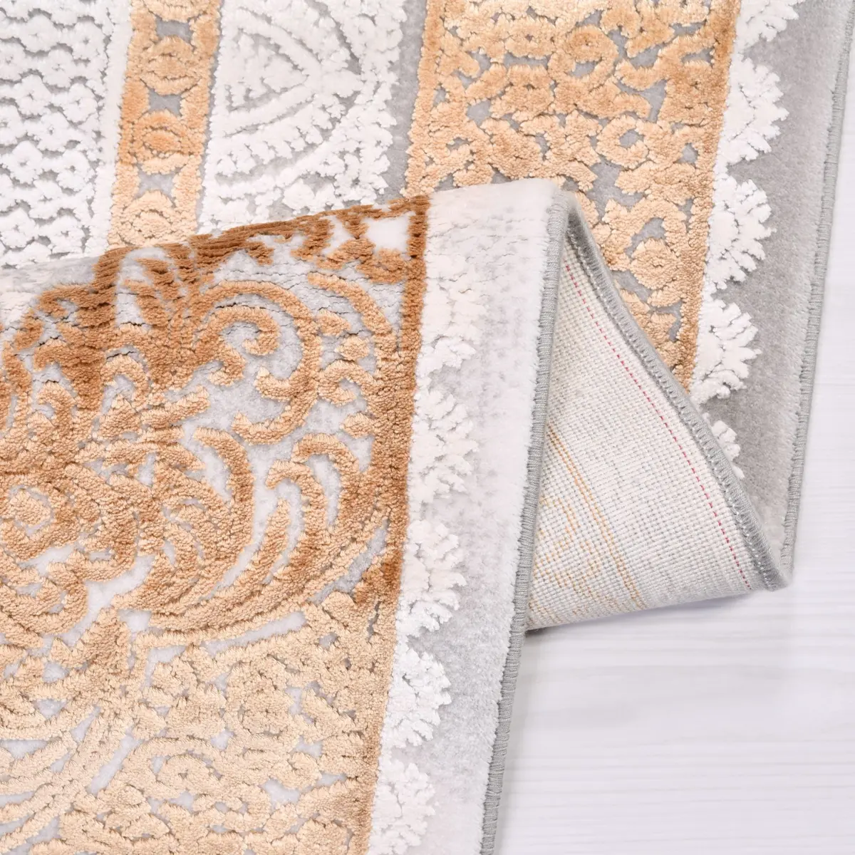 Rometta Klasik Göbekli Gri Bambu ve Akrilik Makine Halısı - Görsel 4