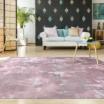 Maida Modern Pembe Gri Bambu ve Akrilik Makine Halısı - Görsel 6