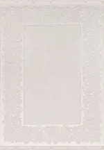 Falerna Çerçeveli Krem Bambu ve Akrilik Makine Halısı