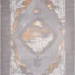 Badde Klasik Göbekli Gri Bambu ve Akrilik Makine Halısı