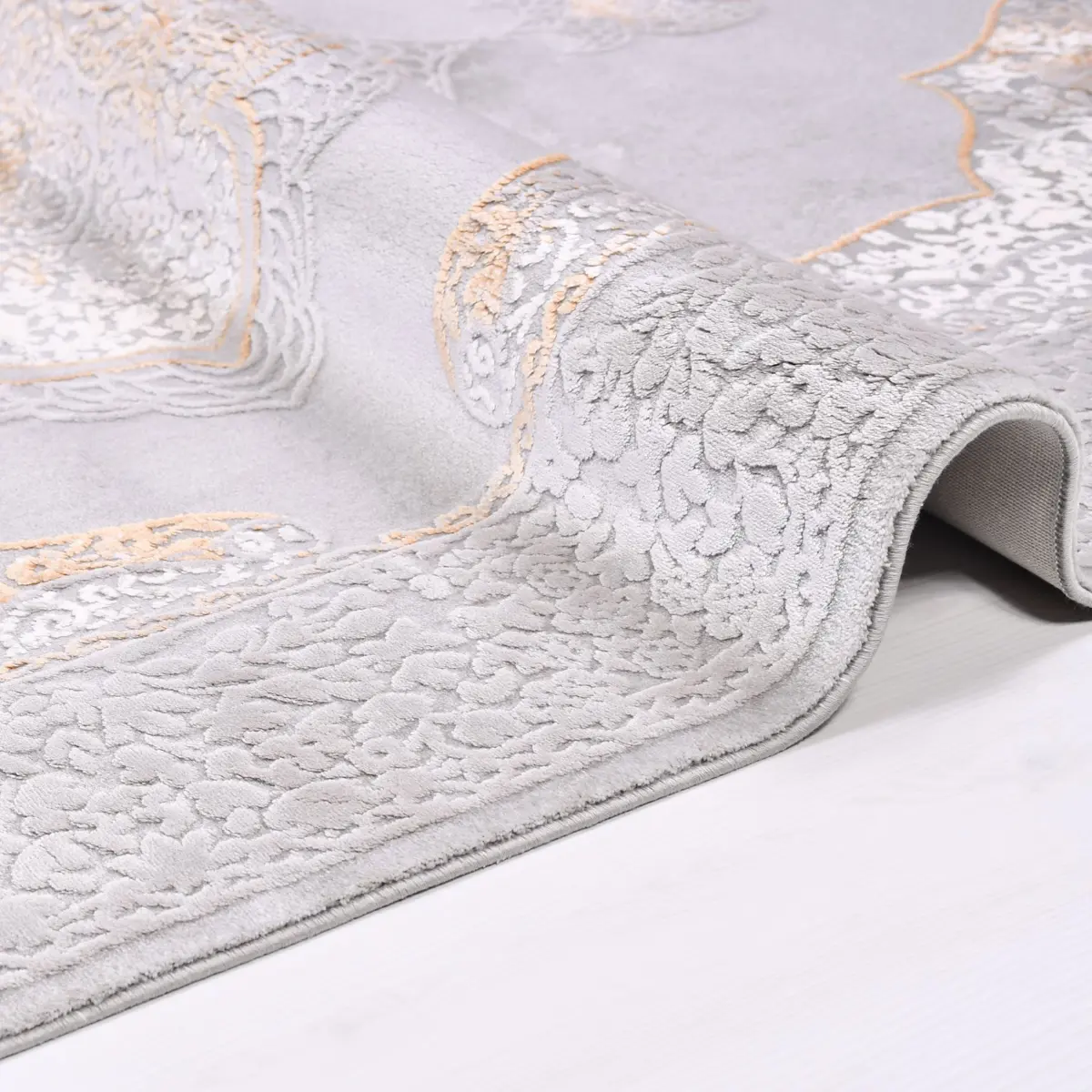 Badde Klasik Göbekli Gri Bambu ve Akrilik Makine Halısı - Görsel 3