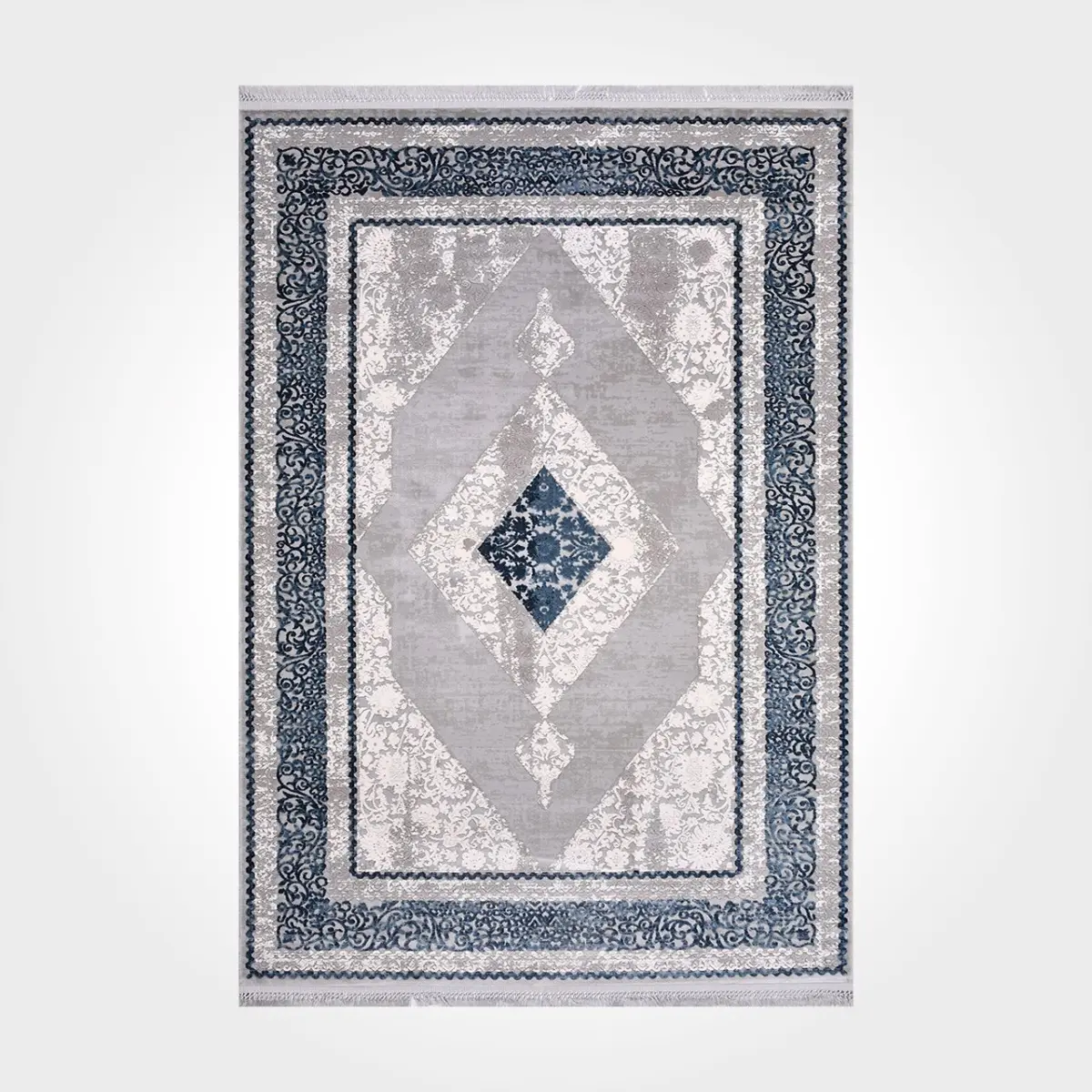 Zuighe Klasik Göbekli Gri Bambu ve Akrilik Makine Halısı - Görsel 2