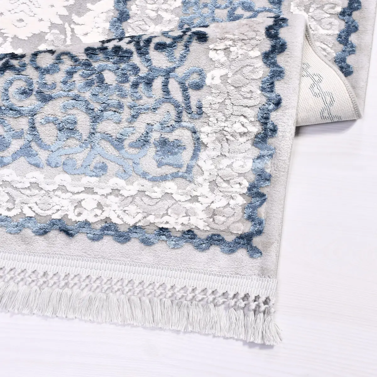 Zuighe Klasik Göbekli Gri Bambu ve Akrilik Makine Halısı - Görsel 4