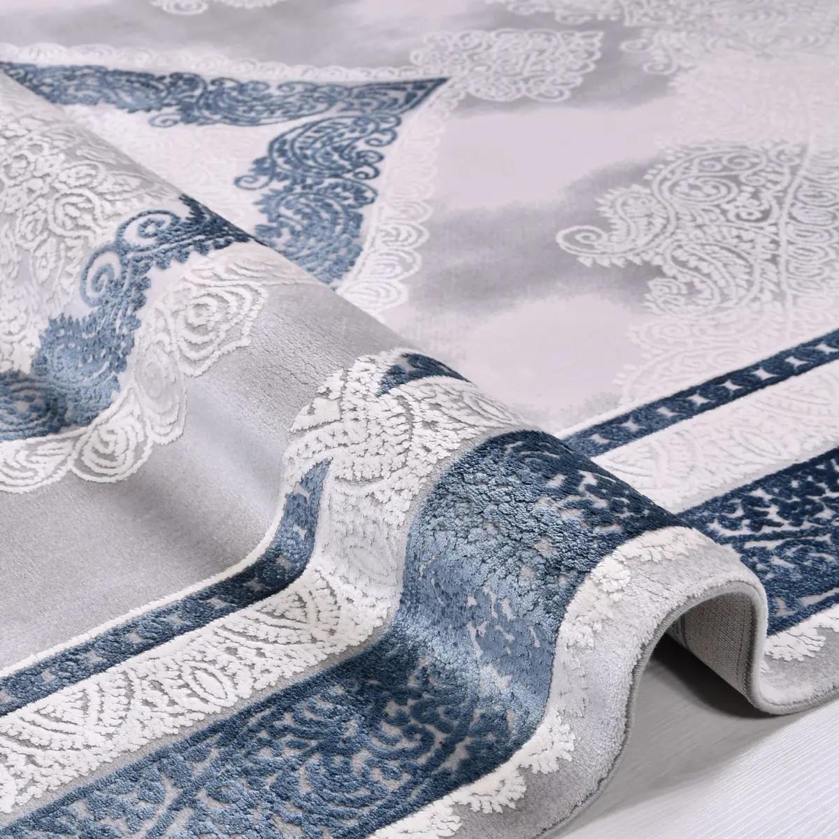 Mamusi Klasik Göbekli Gri Bambu ve Akrilik Makine Halısı - Görsel 3