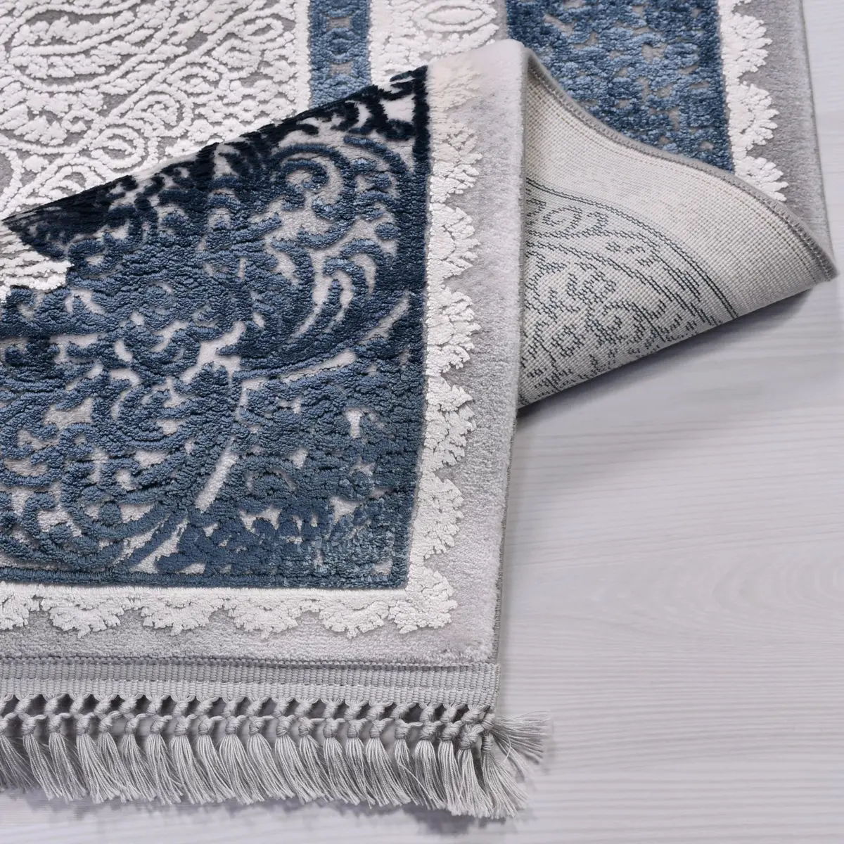 Mamusi Klasik Göbekli Gri Bambu ve Akrilik Makine Halısı - Görsel 4