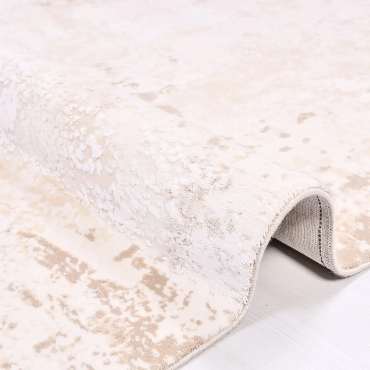 Almansa Modern Bej Viskon ve Akrilik Pamuk Tabanlı Makine Halısı - Görsel 3