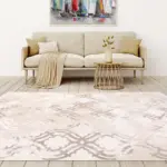 Segura Modern Bej Viskon ve Akrilik Pamuk Tabanlı Makine Halısı - Görsel 6