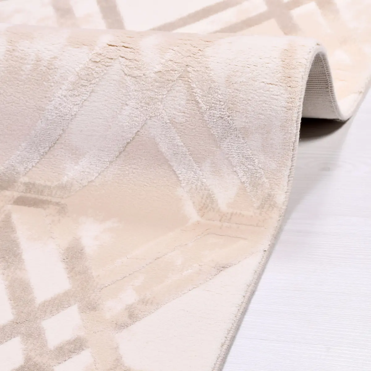 Tobarra Modern Krem Viskon ve Akrilik Pamuk Tabanlı Makine Halısı - Görsel 5